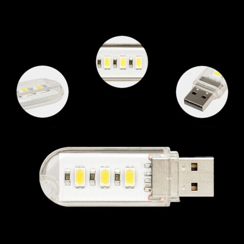 2pcs Mini USB LED lamp Book lights 3 LEDs 5730 SMD 1.5w Camping BulbGK 