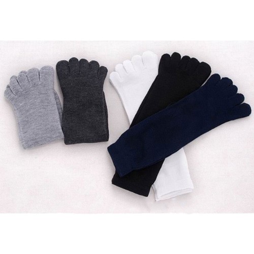 Solid Color Men’s Tube Socks Five Finger Socks Warm With Soft Cotton Polyester F