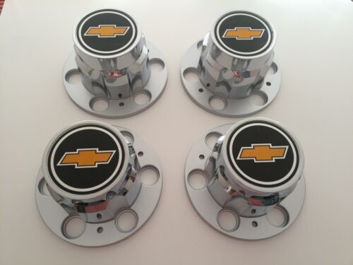 SET 4 68-72 CHEVY 6 LUG TRUCK RALLY WHEEL CENTER CAPS WITH 3 7//16 WIDE EMBLEMS