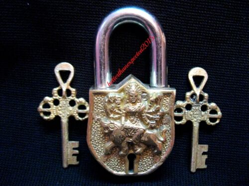 Attractive /& Lovely Brass Goddess Durga Kali Padlock Garden Pad lock with 2 Key
