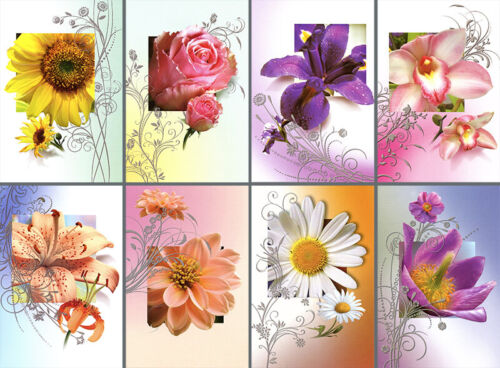 Grußkarten Blumen ohne Text 8 Motive Neutrale Glückwunschkarten 99-1920
