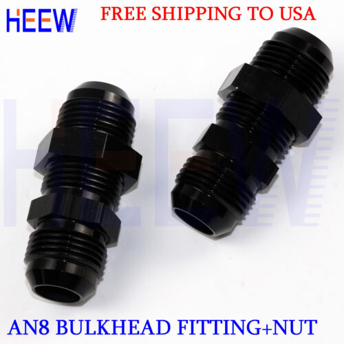 STRAIGHT MALE AN8 8AN TO AN8 8AN ALLOY BULKHEAD FLARE FITTING ADAPTOR+NUT Bl 10P