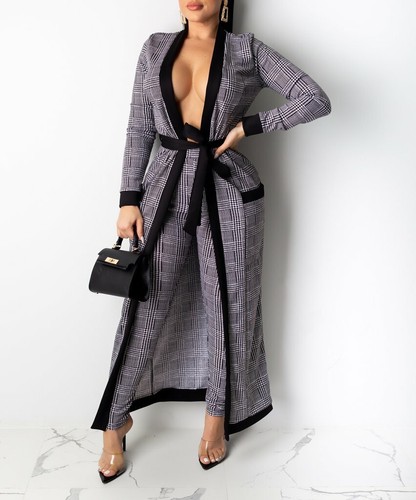 Women/'s Cardigan /& leggings Set Sale! Black /& White plaid
