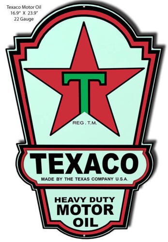 VINTAGE STYLE METAL SIGN Texaco Motor Oil Laser Cut Out Garage  16.9x23.