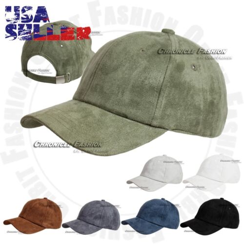Baseball Cap Plain Solid Faux Suede Vintage Visor Hip Hop Adjustable Hat Mens