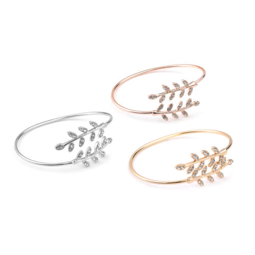 Women Leaf Bangles Bracelet Party Jewelry Adjustable Opening Bangles Cuff Gift
