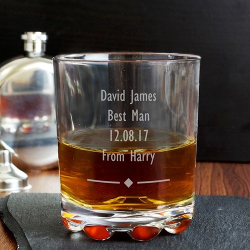 Personalised Old Fashioned Tumbler Gin Whisky Spirit Diamond Motif Tumbler Gift