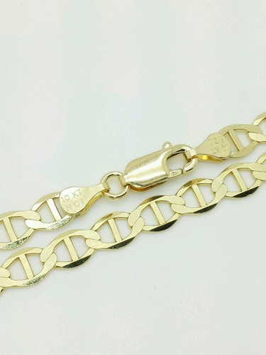 10k solide or jaune Mariner Anchor Bracelet chaîne 7/" 5.5 mm