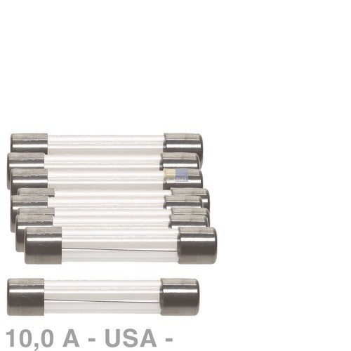 10x träge USA Feinsicherungen Sicherung 10,0A 6,3 x 32 mm 6,3x32 Glassicherung