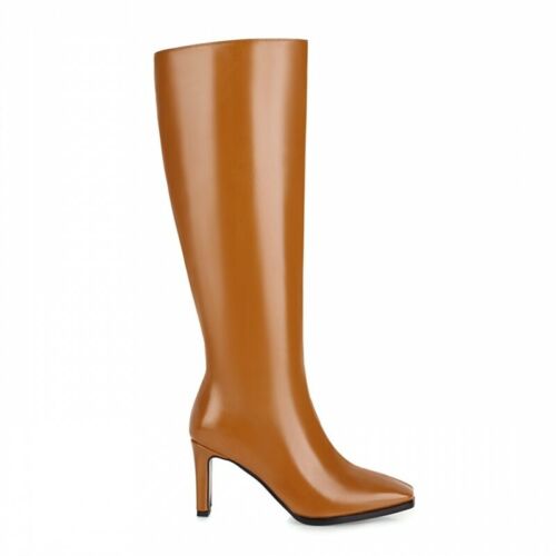 Details about  / Europe Women Patent Leather Runway Block Heel Knee High Knight Boots 46//47//48 L