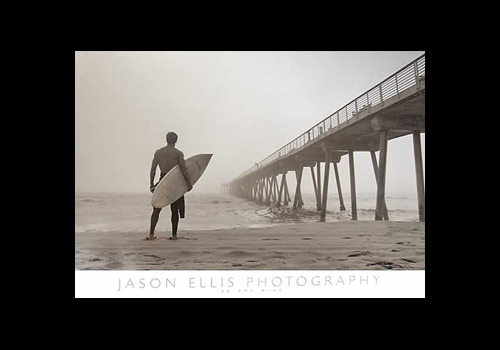 Surfing INTO THE MIST Classic Sepia Black-and-White Wall POSTER by Jason Ellis