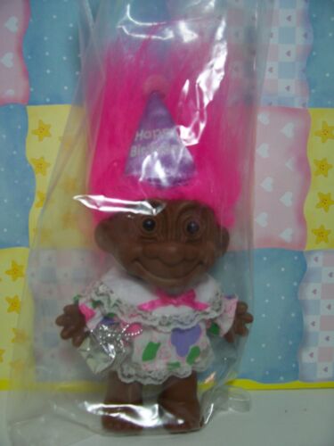 BLACK BIRTHDAY GIRL NEW IN ORIGINAL WRAPPER 5" Russ Troll Doll