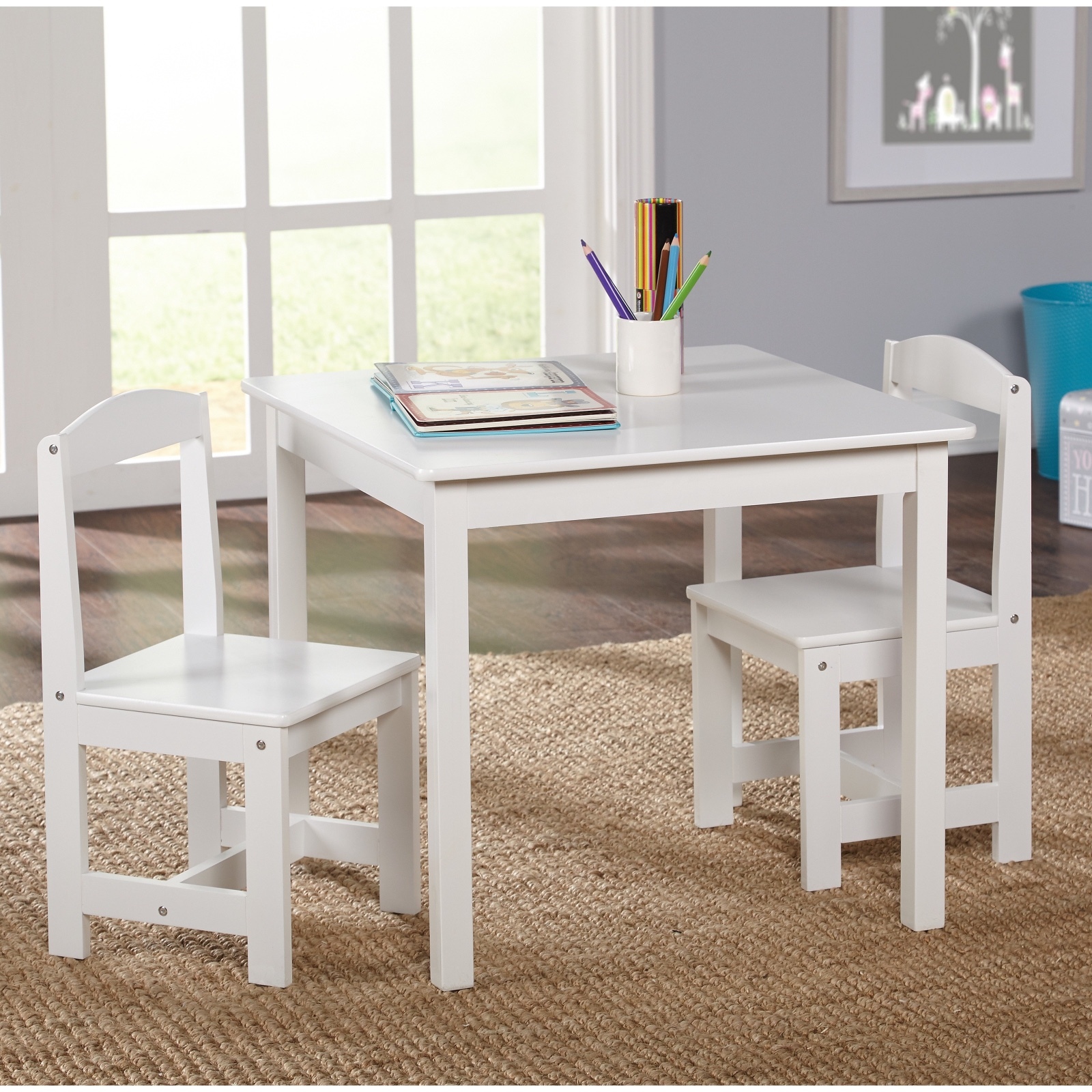 Study Small Table and Chair Set Generic 3 Piece Wood ...