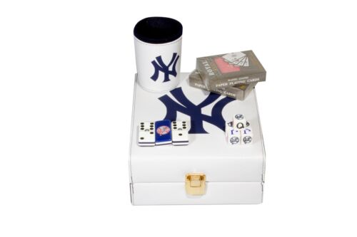 Domino New York Yankees Deluxe Set 4 Games 2 Poker Cards Dice Cup