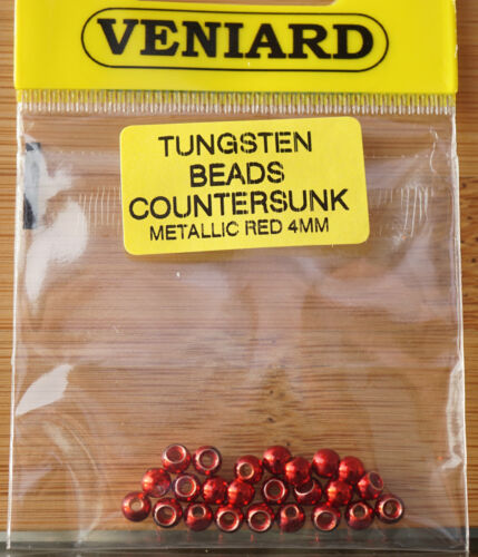 Tungsten Beads 25 pcs veniard 4 mm Metallic red Brilliant!