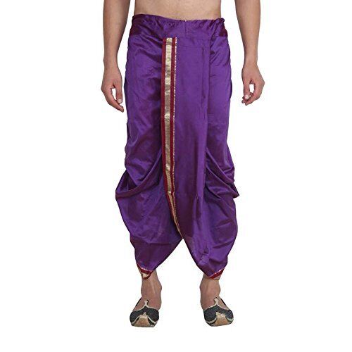 Sojanya homme coton soie cutané de la ceinture Traditional Wear Violet Marron /& Golden Border