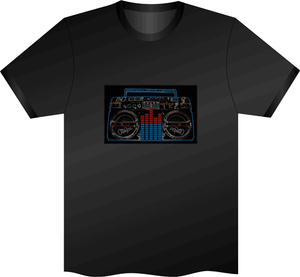 SOUND ACTIVATED BOOM BOX FLASHING LED T SHIRT XL el PARTY STAG HEN UNISEX DISCO