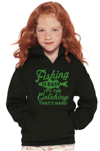 Fishing Easy Catching Thatâ€™s Hard Fishing Unisex Kids Youth Hoodie Sweatshirt 