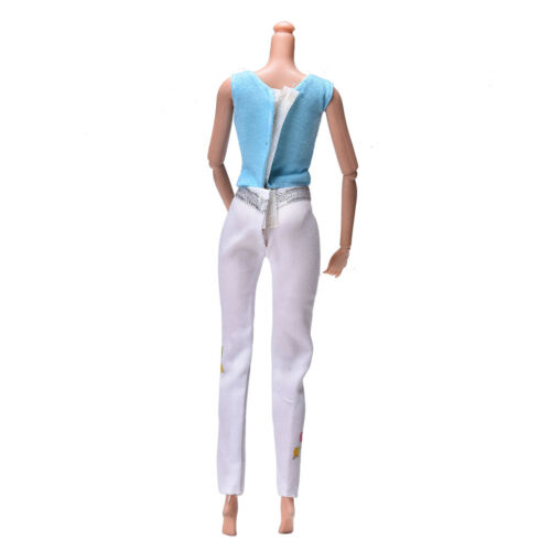2 Pcs/Set Blue Vest Suit for  Dolls White Pants Fashion Trendy Doll Set HICA 