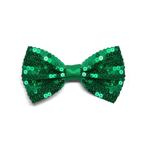 St Patricks Day Sequin Green Suspenders /& Bowtie Set Shiny Green Sequined Tie