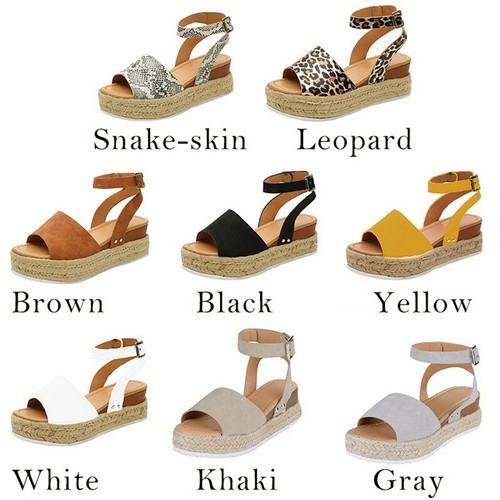 Women Ankle Strap Flatform Espadrilles Ladies Platform Wedges Shoes Size Ladies