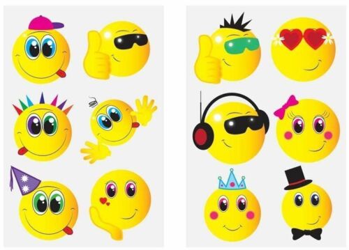 72 Smiley tatouages temporaires Birthday Party Loot Sac jouets charges for Kids