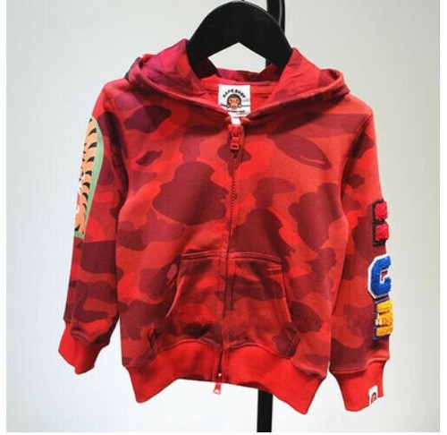 2019 A Bathing Ape Bape Camo Shark Mouth Kids Long Sleeve Jacket Coat Size 90