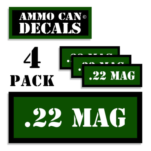 22 MAG Ammo Can 4x Labels for Ammunition Case 3" x 1.15" sticker decal 4 pack GR 