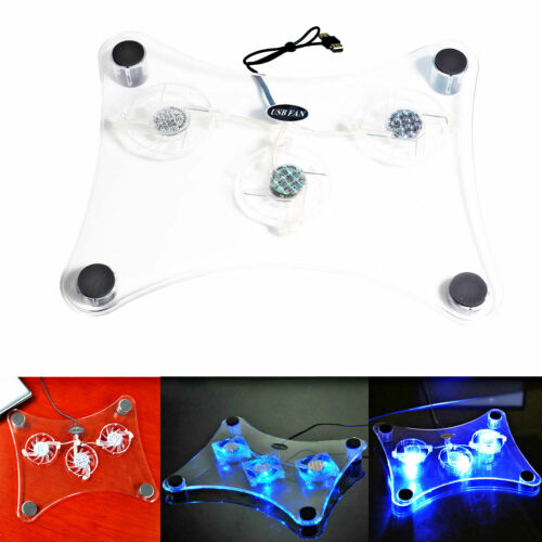 3 Fans USB Cooler Cooling Pad Stand LED Light Radiator for Laptop PC Notebook