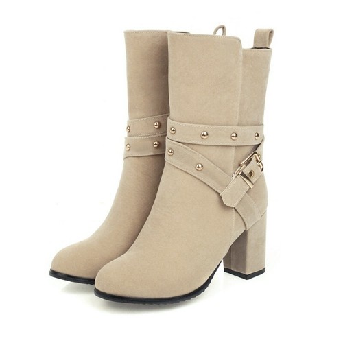 Details about / Women/'s Retro Buckle Stud Block Heel Round Toe Red Wedding Bridal Ankle Boots L