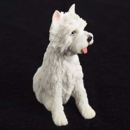 West Highland White Terrier Westie Puppy Sitting Dog Mini Figurine 3.75 H 