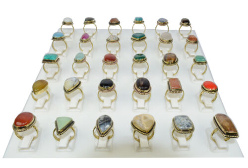 Coral /& Mix Gemstone 925 sterling Gold Plated Rings Wholesale Lot