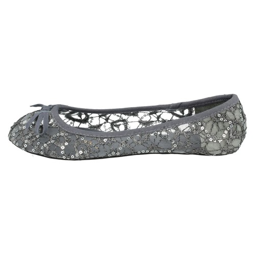 Ladies Spot On Casual Flat Sequin Dolly Shoe Label-F8R0085