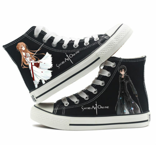 Sword Art Online Anime Shoes Kirito and Yuuki Asuna Cosplay Unisex Canvas Shoes
