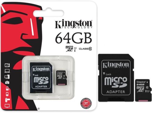 Kingston 64GB Micro SD+Adapter MicroSD Memory Handy Foto Video Speicherkarte 