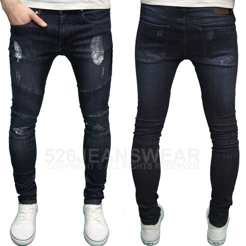 Stone Edge Mens Designer Branded Stretch Super Skinny Fit Ripped /& Biker Jeans