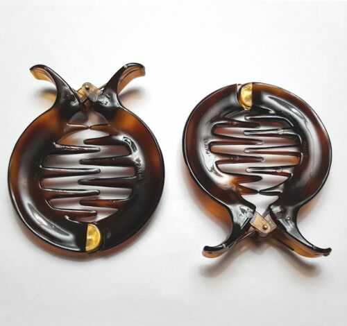 Details about   Fish Clip Hair Claw Dark Tortoiseshell Brown Round Firm Grip New Made in France 