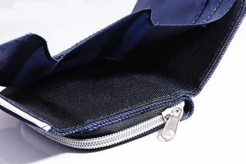 Dachshund Puppy Denim Tri-Fold Half Wallet w// ID Window Button
