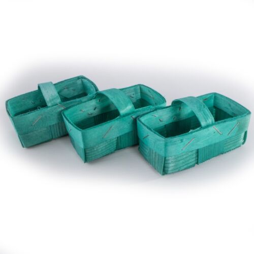 Set of 5 GREEN Small Tiny Cute Woven Pine Baskets For Art Craft Gift /Eco Wood 