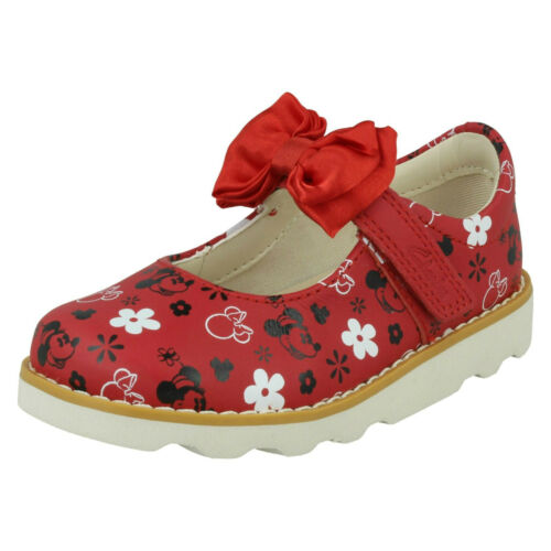F & G Fittings Girls Clarks 'Crown Bow T' Red Casual Minnie Mouse Design Shoes 