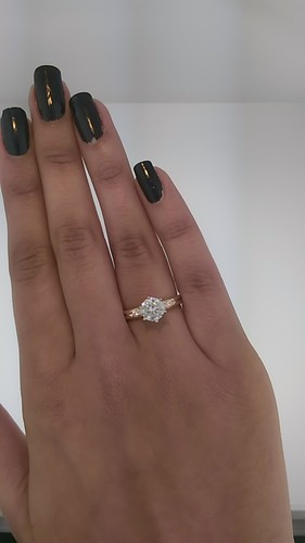 1.25 Ct 14K Yellow Gold Cathedral Round Engagement Wedding Ring// Promise Ring
