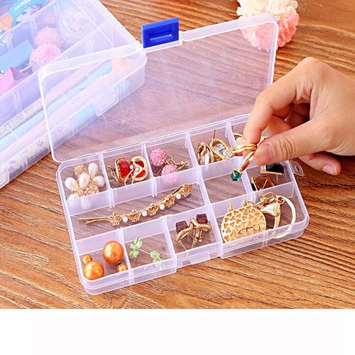 En plastique 6//8//10//15//24 clair Pièces Boîte de rangement Bijoux Craft Container Organisateur