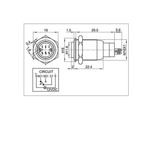 Metalltaster Taster Edelstahl IP67 Klingeltaster 16mm mit Punktbeleuchtung 