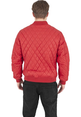 URBAN Classics Uomo Giacca di pelle Rocker Clubwear Pelle Trapuntato Giacca Rosso Diamond