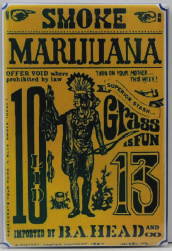 "Smoke Marijuana" Vintage Poster 2" X 3" Fridge Weed 420 Locker Magnet 