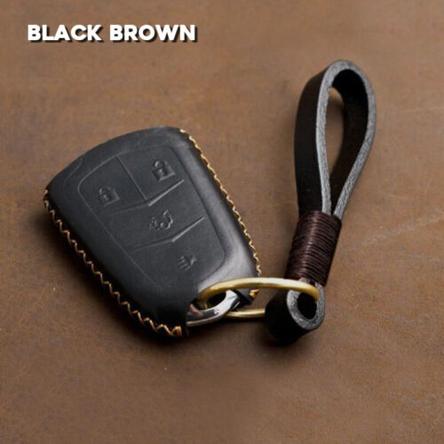 Genuine Leather Car Key Fob Case Cover Holder Accessories For Cadillac ATS CTS 