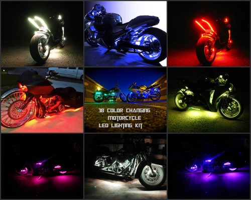 Details about / 18 Color Led Wireless Remote Spyder RT Roadster 12pc Motorcycle Led Strip Kit