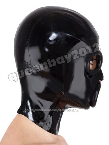 New 100/% Latex Rubber 0.45mm Mask Hood Rolled Edges Party Costume Suit Black