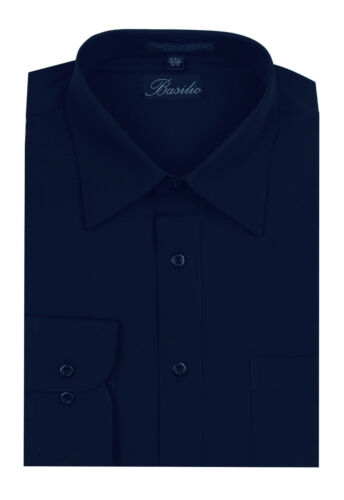 Men/'s Basilio Italian Design Solid Long Sleeve Convertible Cuff Dress Shirt