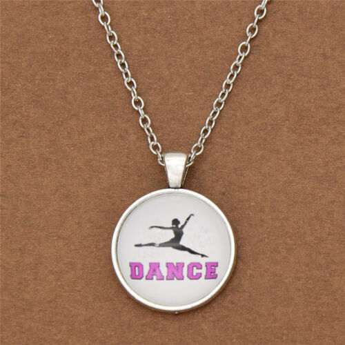 1pc Charms Ballet Dancing Cabochon Necklace Glass Silver Chain Decoration Gifts 